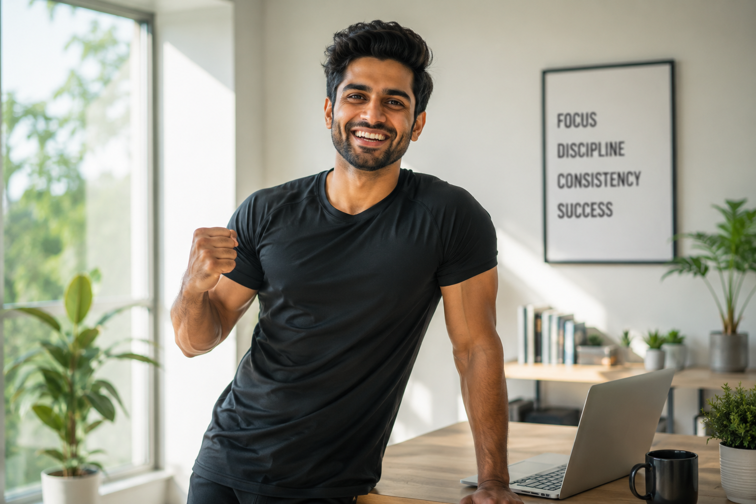 Health visualization — person in bright outdoor setting, active and energized